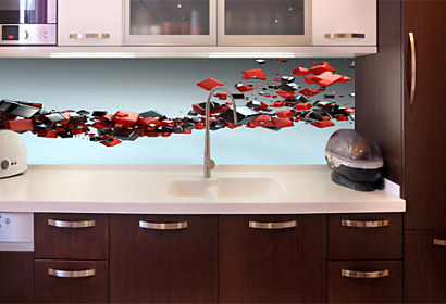 3D cubes wave red black - Fototapeta 28211